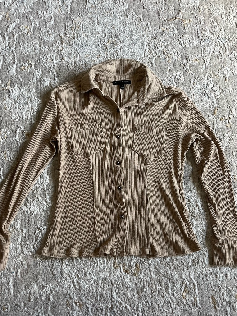 Women's Banana Republic Ribbed Button-Front Sweater Shirt - Beige